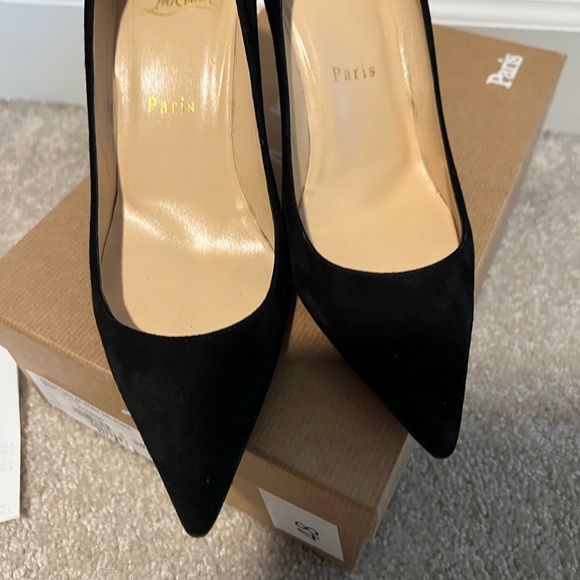 CHRISTIAN LOUBOUTIN BLACK SUEDE HEELS - Picture 8 of 13